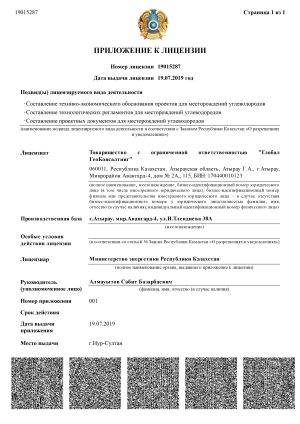 Приложение к лицензии